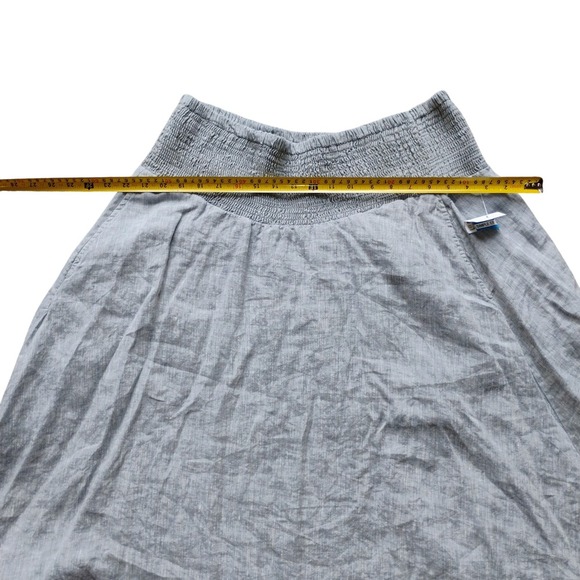 Eileen Fisher Linen Skirt Women's Smocked Waist A-Line Blue Medium M - Picture 5 of 7